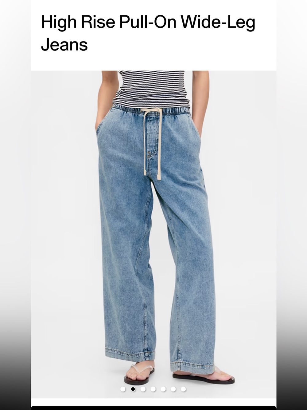 GAP Factory High Rise Light Blue Wide-Leg Drawstring Jeans
